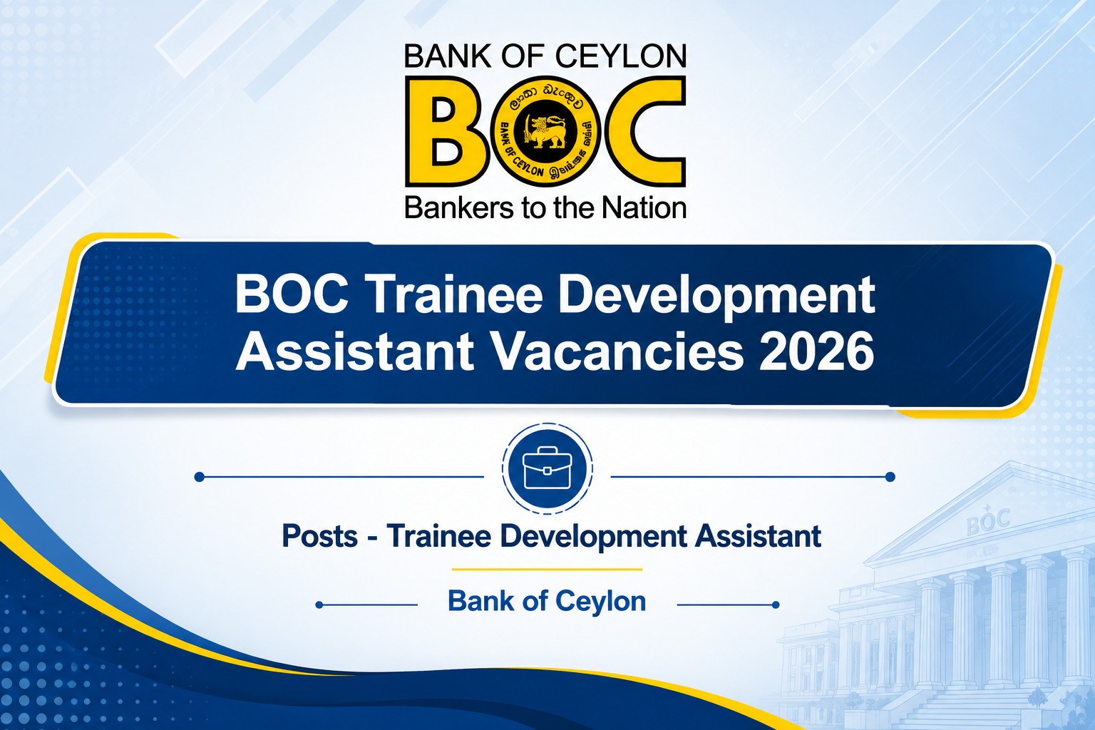 BOC Trainee Development Assistant Job Vacancies 2026