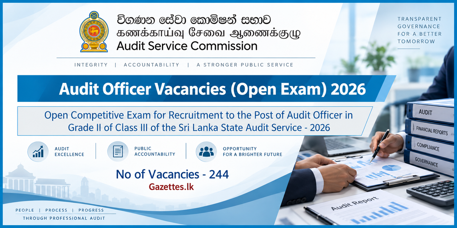 Audit Officer (Open Exam) Job Vacancies 2026 – Application